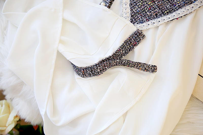 VK旗艦店 韓系雪紡上衣粗花呢排釦裝飾套裝長袖裙裝