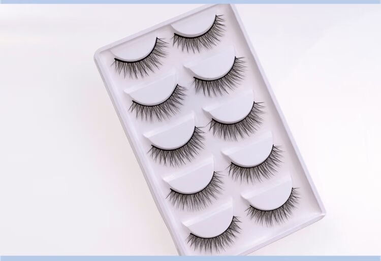 Năm cặp lông mi giả 3D cứng cuống đôi mí mắt tự nhiên thực tế trang điểm nude dày mô hình đơn giản keo dán mi