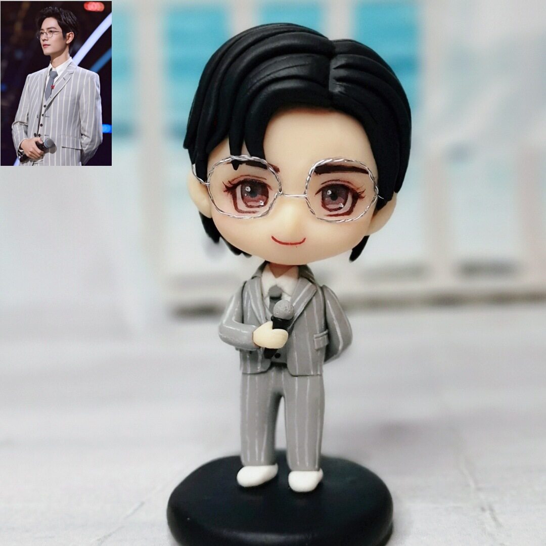 Soft pottery Q version doll pendant ornament brooch refrigerator Jinan Hehe photo custom gift birthday wedding gift