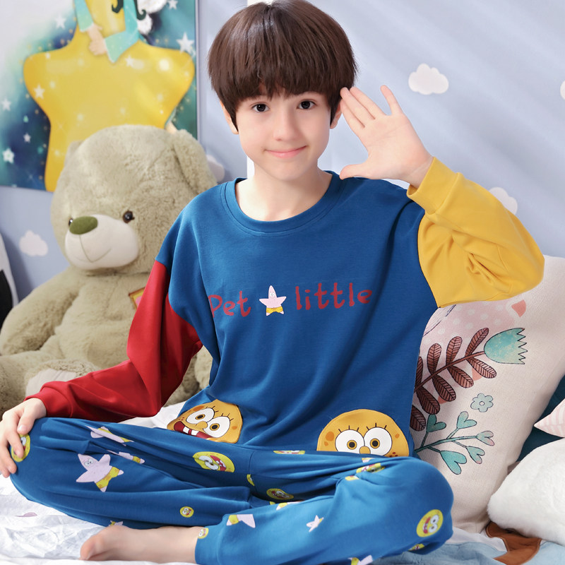 Child Sleepwear Boy Long Sleeve Pure Cotton Fall Boy CUHK Child Cartoon Baby Home Conserved Suit Autumn Day Full Cotton
