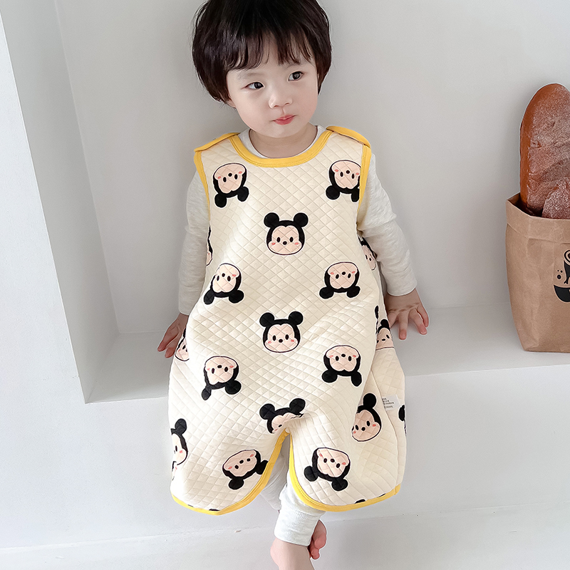 Baby sleeveless sleeping bag baby vest-style anti-kick by spring autumn and winter style children conjoined waistcoat thickened protective belly warm-Taobao