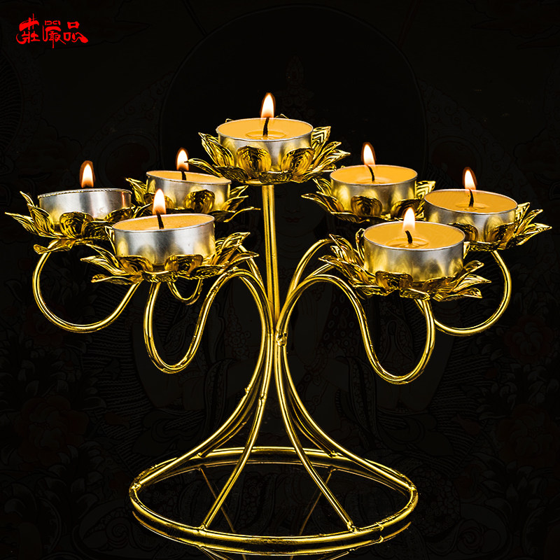 Three-layer seven-star ghee lamp holder stainless steel seven Lotus lotus lamp ghee lamp holder lamp holder lamp supply lamp