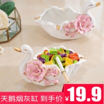 Ceramic Swan Ashtray Home home Living room Creative personality Tea Pendulum accessories Furnishing Tabletop Gift