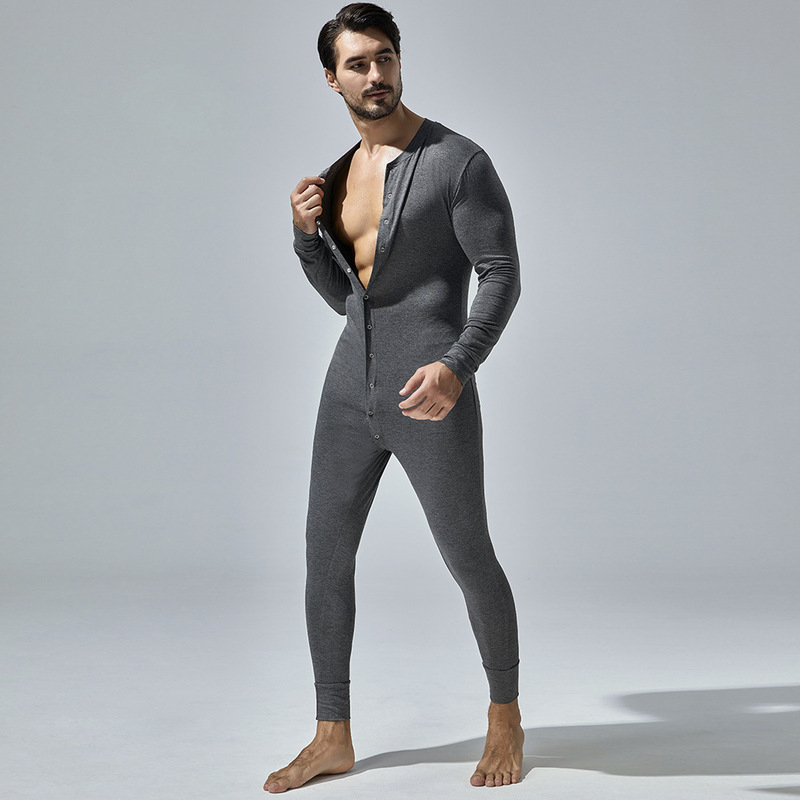 Qingshu 24701 Men's Comfortable Pajamas Loungewear Men's European and American Style Stretch Fitness Modal One-Piece Suit