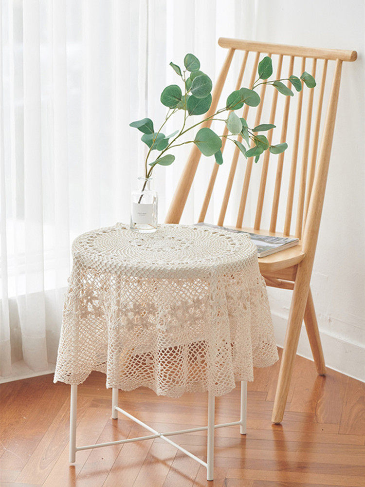 ins Korean wind hand - made cotton lace decorated round table cloth Wedding celebration knitting dream hollow cover