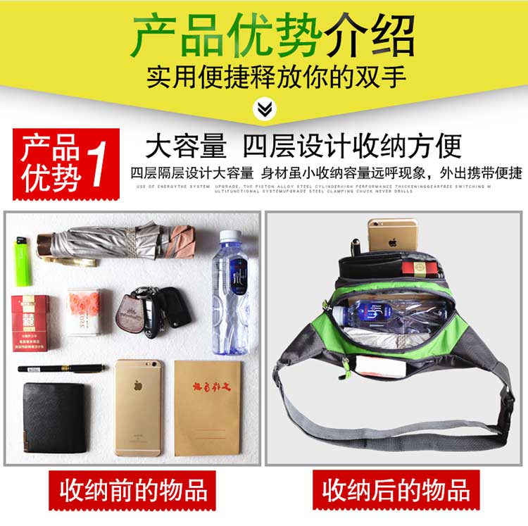 2018 túi mới nam giới và phụ nữ đa chức năng công suất lớn không thấm nước mặc vải chống thủ quỹ túi thể thao ngoài trời và giải trí túi túi đai đeo bụng chạy bộ
