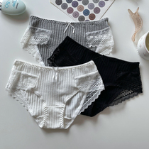 Pure Cotton Briefs Feminine lace thread All cotton Pure Breathable Day Ensemble Girl Pure Color Mid Waist Lady Triangle Pants