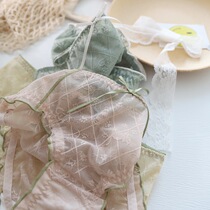 French lace underwear female middle waist sexy transparent net gauze cute girl BAO WEN no trace breifs summer thin