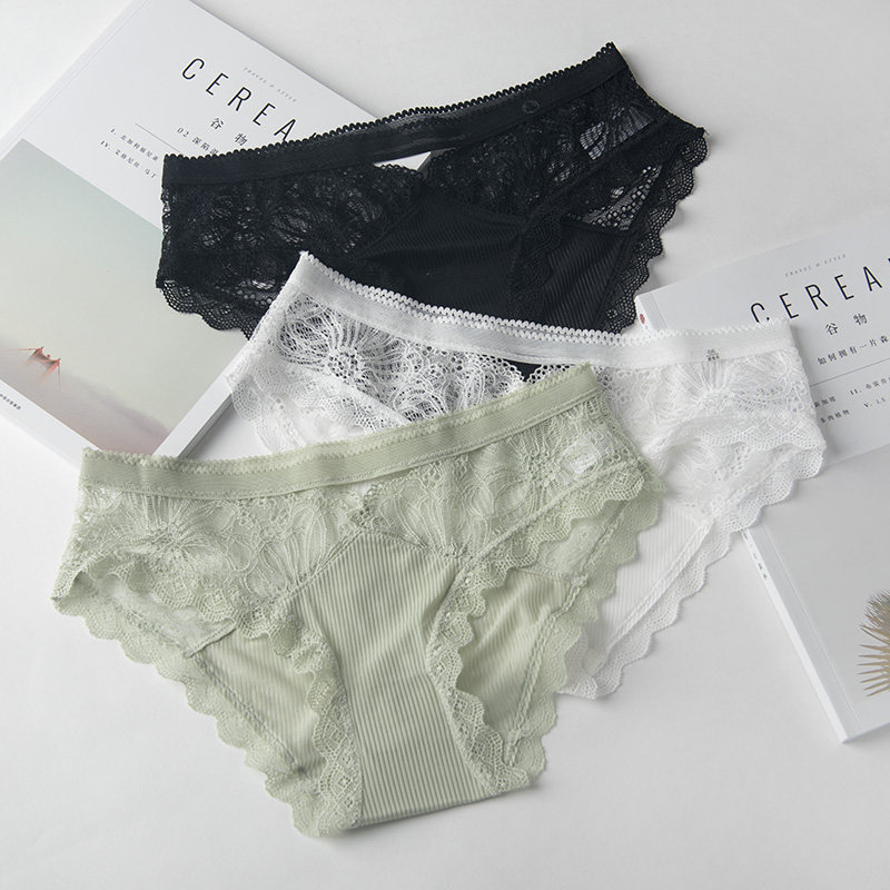 Underwear Girl Ice Silk Lace Summer Thin breathable No-scratches Sexy transparent Girls' Day of Fire Spicy Pure Cotton Stall Triangle