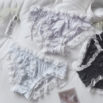 Underwear Girl Ice Silk Cute Bag Hip Sexy Girls Butterfly Knot low waist lace lace Japanese Milk Silk Triangle Pants