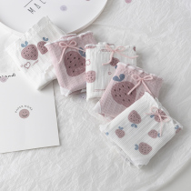 5 Cotton Underpants Women Antibacterial Cute Strawberry Mid-waisted Butt hipster Japanese Girls Big Size breifs