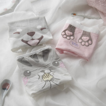 3 cotton underwear women cute cartoon breathable Japanese girl cotton student size low waist breifs summer