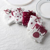 5 panties womens cotton original year big red strawberry cute Japanese girl birth size breathable breifs