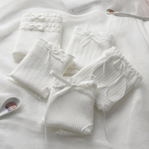 5 white cotton underwear girls Japanese girls breathable large size cotton antibacterial breifs solid color burst New