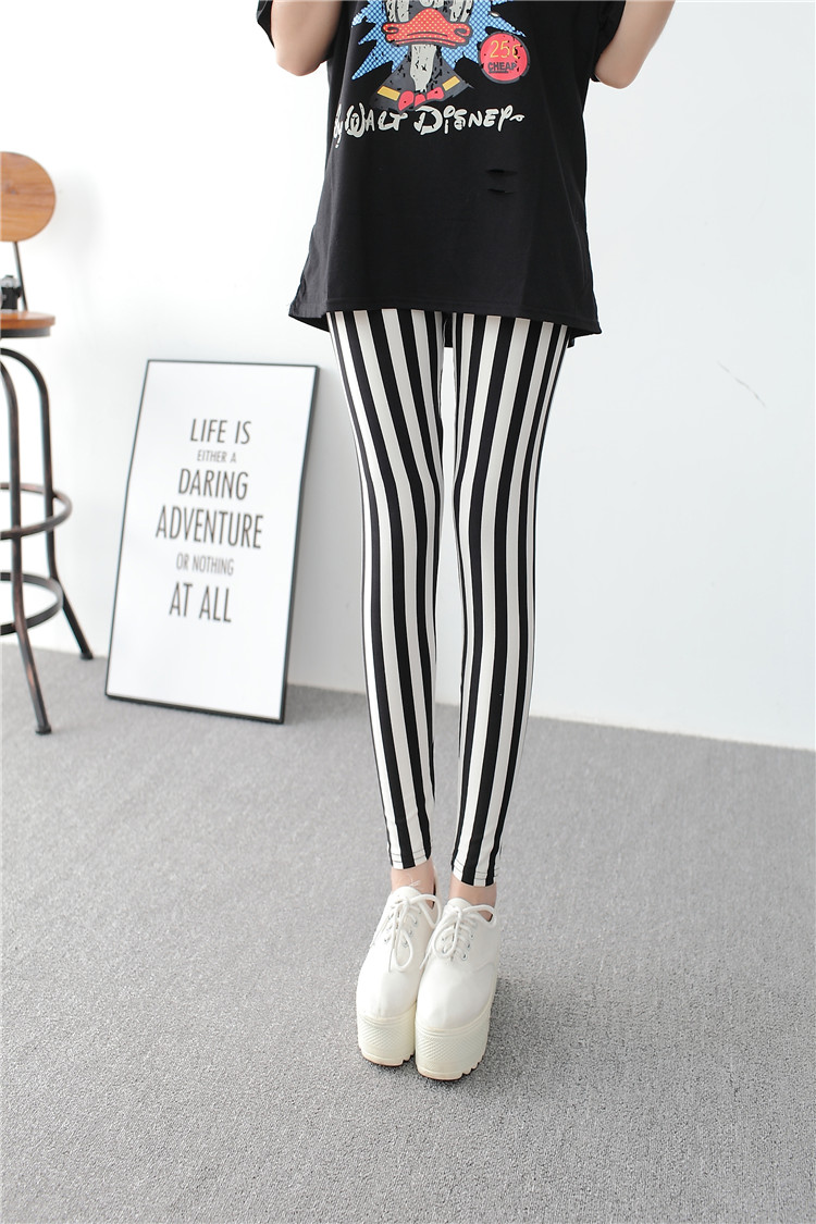 2019 mùa thu mới quần legging sọc đen trắng có thể mặc bên ngoài quần skinny nữ mỏng chân mùa xuân và mùa thu thủy triều Hàn Quốc - Khởi động cắt quần áo cho người béo nữ
