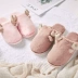 Dép cotton nữ mùa đông trong nhà dày dưới lông mùa đông ấm áp cotton dày kéo đôi nhà cộng với giày nhung tháng