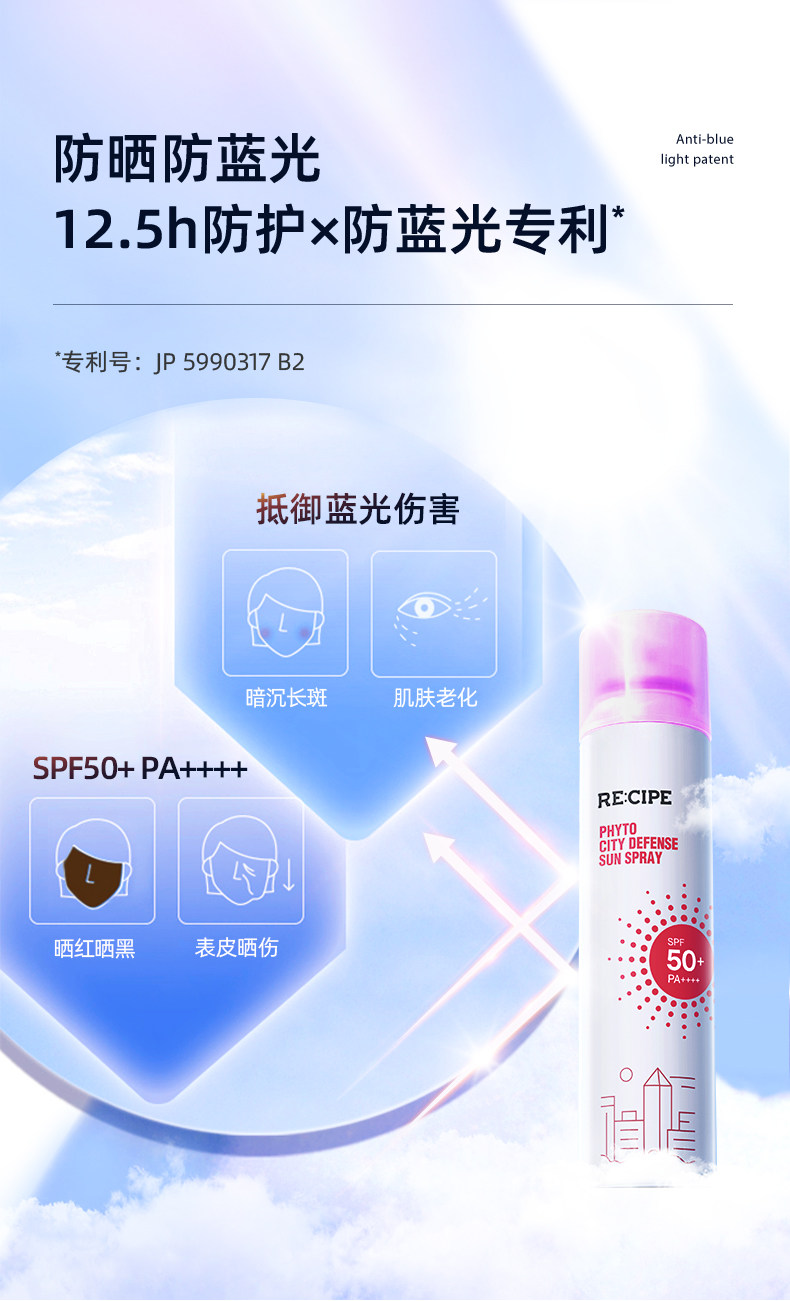韩国 RECIPE 水晶防晒喷雾 180ml SPF50+ 图4