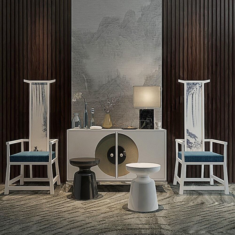 New Chinese Xuan Guan Cabinet Dining Cabinet Living Room Color Plotter Furniture Door Hall Partition Cabinet Solid Wood Hotel Lobby Decorative side cabinet