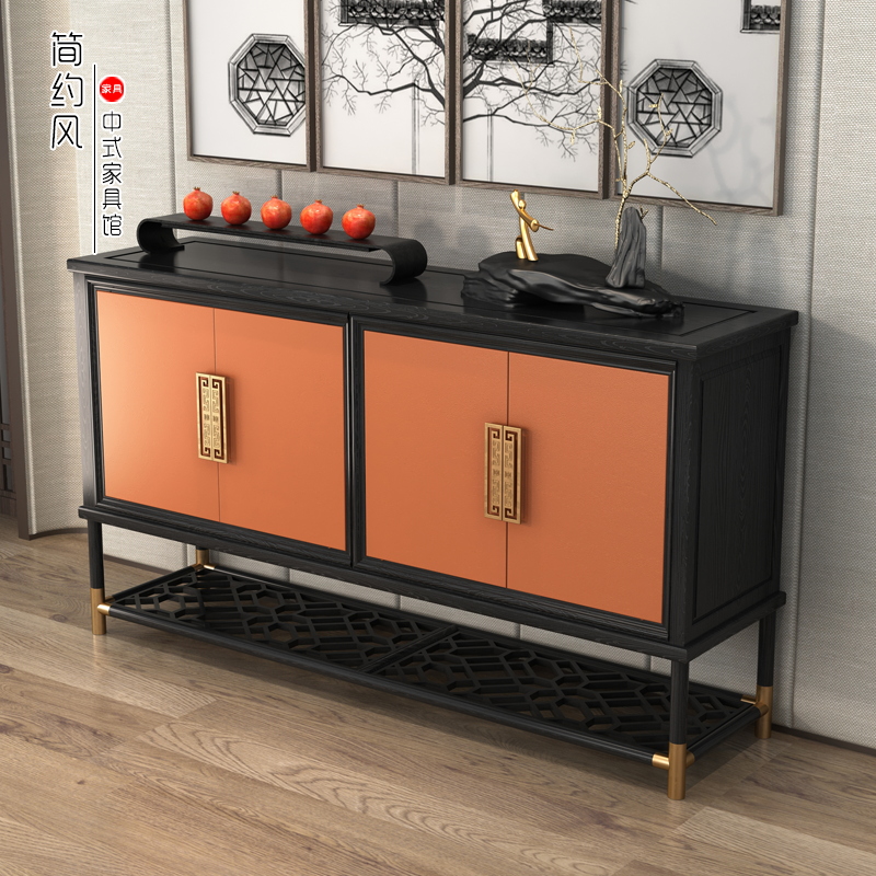 New Chinese side cabinet living room solid wood dining side cabinet storage close to wall-side cabinet Decorative Door Hall Entrance to the family Xuanguan Cabinet Partition Cabinet