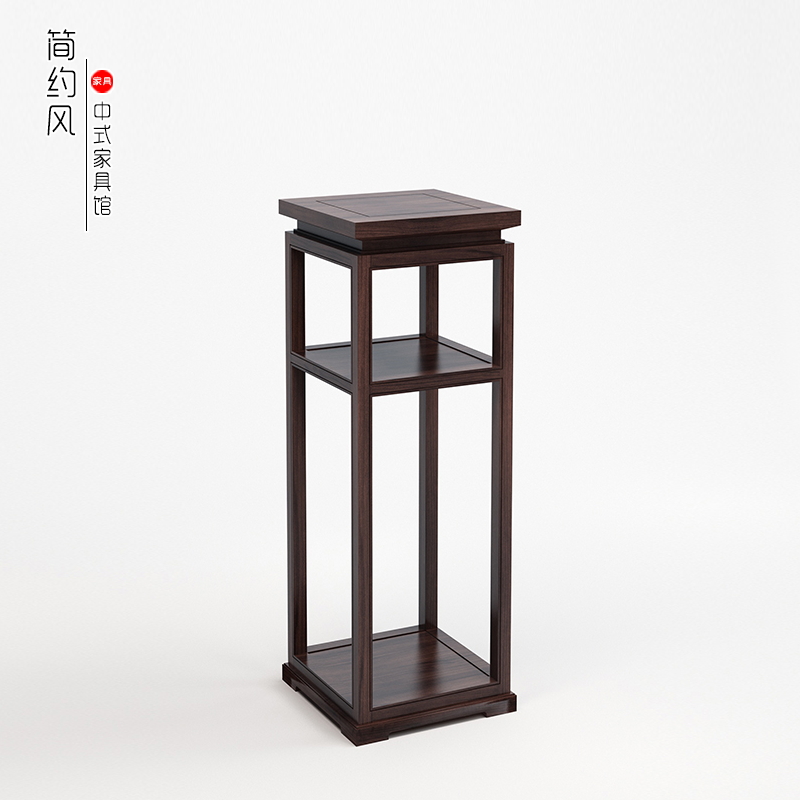 New Chinese Zen flower stand Solid wood flower stand Simple living room shelf flower bonsai stand Post-modern furniture customization