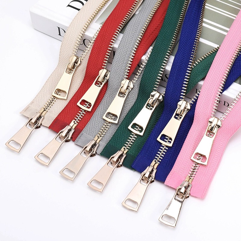 No. 5 Metal Zipper Double-Ended Double-Opening Leather Jacket Zipper Copper Teeth Zipper down Jacket Clothing Accessories