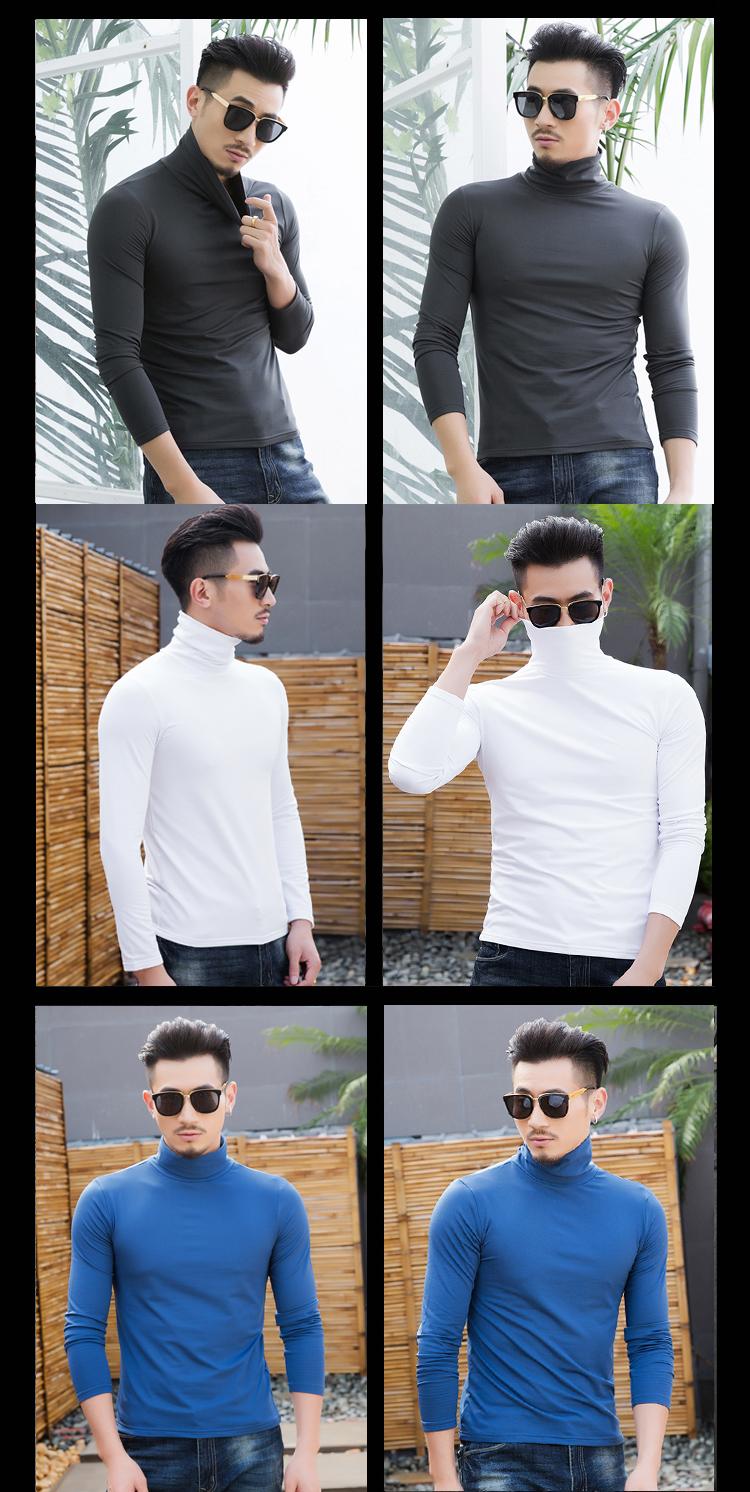 Mùa thu cao cổ áo sơ mi dài tay nam cổ áo dài mùa thu phiên bản Hàn Quốc của áo sơ mi nam tự mặc mùa xuân và áo sơ mi đẹp trai mùa thu áo phông nam cao cấp