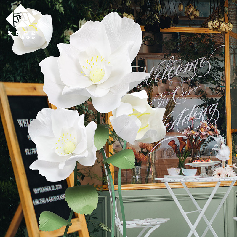 Shop Window Decoration Scene Stand Pole Flower Arrangement Large Wedding Paper Flower Clothing Shop Beauty Chen Wedding Road Leading Handmade Paper Flowers-Taobao
