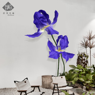 High-end wedding decoration large handicraft three-dimensional flower fabric imitation iris waterproof window display shop decoration
