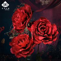Wedding decoration Road introduction paper flower big red festival window wedding arrangement three-dimensional hand finished product simulation paper flower