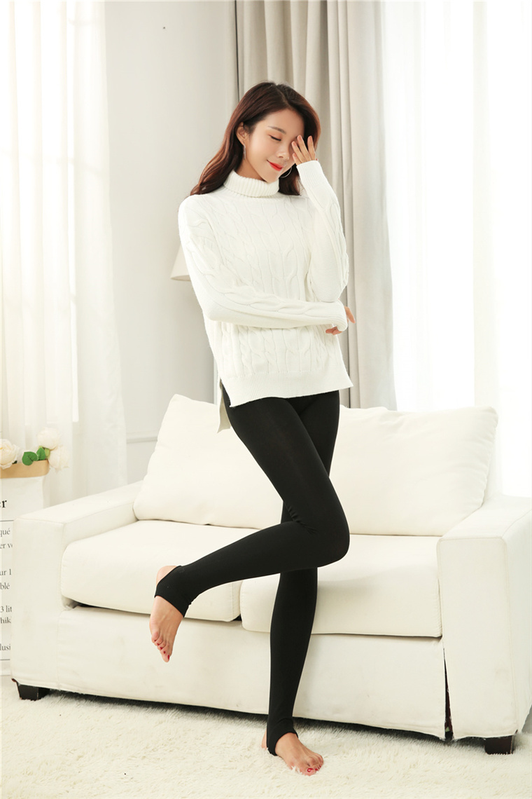 Quần legging đen thậm chí mùa thu cộng với nhung mỏng chân dày quần bước chân phụ nữ mặc quần lửng phần mỏng là phiên bản Hàn Quốc mỏng quần áo nữ đẹp