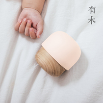 Wood Nordic wood mushroom night light sleep light bedroom bedside lamp lamp charging creative breastfeeding Japanese style