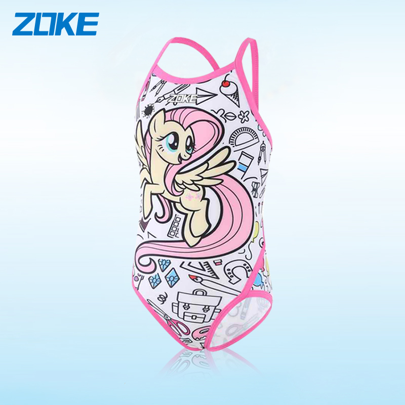 ZOKE Zhouke Children's One-Piece Triangle Swimsuit Girl Teen Pony Baoli Strap Professional Training Swimsuit