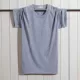 Mới trung niên nam ngắn tay áo thun cotton mùa thu quần áo nam cha tròn cổ cỡ lớn áo rắn màu