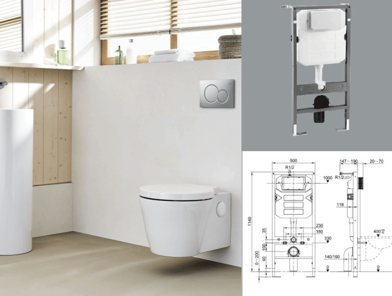 WDI Wedia Hidden Wall Water Tank Hanging Toilet Wall Mounted Wall Wall Wall Row Wall Hanging Toilet Tank