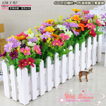 Wedding scene layout artificial flowers daisies fence set small potted plants porch placement decorative artificial flowers kindergarten