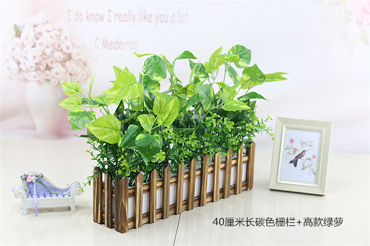 Set Decoration hoa giả hàng rào gỗ nhà máy mô phỏng và màu xanh lá cây thì là trang trí phòng khách cửa sổ Nhà hàng quán ăn giả nở lá giả trang trí
