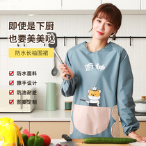 New Fashion Home Long sleeves Cartoon Apron Kitchen waterproof and oil-proof housework Adult Cooking Waistcoat Workwear