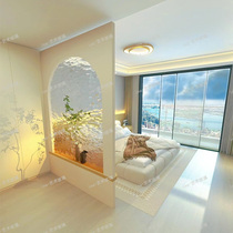 Water ripple partition double-layer tempered glass art screen customized Begonia diamond embossed oil painting stone pattern glass