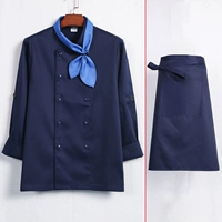 Синий лонгслив, шейный платок, фартук