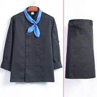 Черный лонгслив, шейный платок, фартук