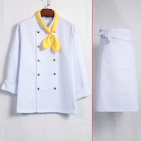 Белый лонгслив, шейный платок, фартук