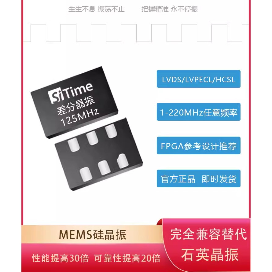 SITIME SIT9121AI-2B1-33E-125MHZ 125M 125.000MHZ 3225 6脚晶振