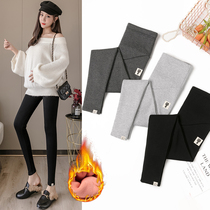 Pregnant women leggings autumn and winter trousers plus velvet padded pants fashion casual cotton pants winter tide mom
