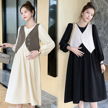 Pregnancy Woman Dress Autumn Dress 2021 New FaFashion Style Fashion Kit Pregnant Woman Long Sleeve Dress With Dress Character Autumn Winter Spring And Autumn