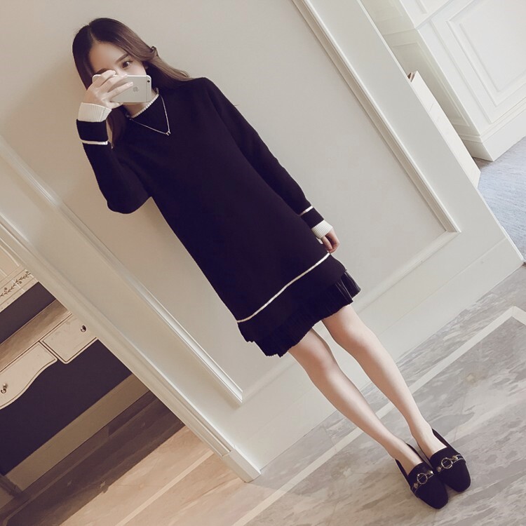 Pregnancy Woman Dress Autumn Dress Foreign Dress Suit Fashion style Long sleeves Spring and autumn New autumn and winter sweater net red 2021 pregnancy