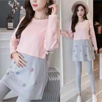 maternity spring clothing dress spring autumn 2021 fashion internet famous suit spring tops t shirt spring new