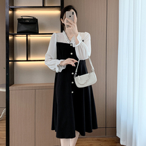 Pregnant Woman Autumn Dress Dress Dress Autumn Winter Gestation Winter Gestation Spring Autumn style 2021 new online red suit Fashion style tide