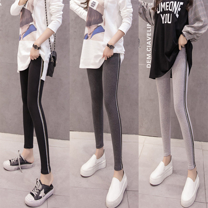 Hong Kong Tide Spring and Autumn Single-layer thin cotton sports belt wearing tight strength in large yards wearing pants