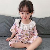 Baby pajamas summer conjoined children Girls cotton short-sleeved air-conditioning clothing cartoon kick-proof baby robe summer thin