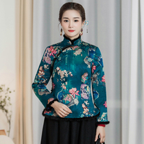 Chinese classic ladies Tang dress small cotton padded jacket 2021 Winter disc clasp Chinese style retro big code to be slim and long sleeve